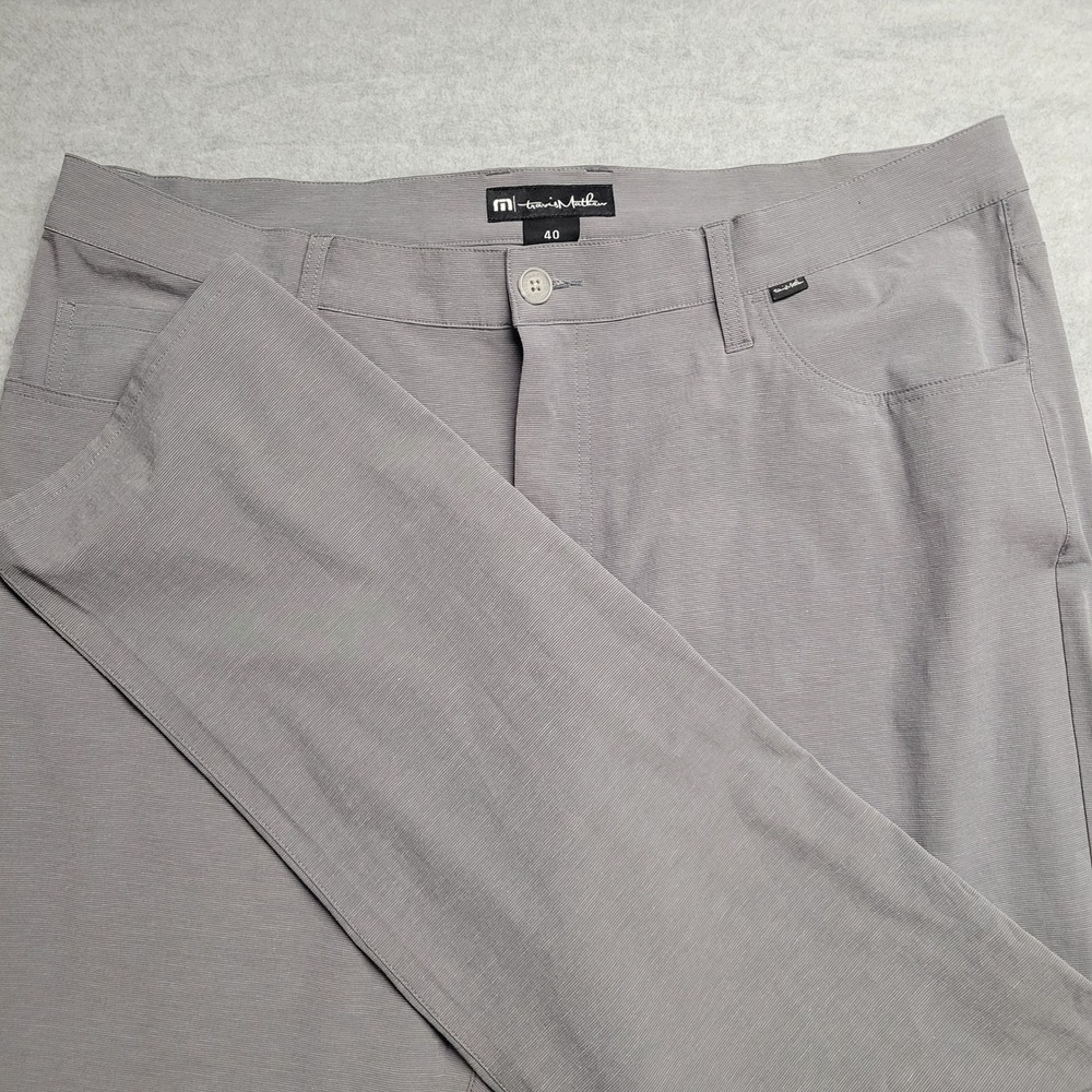 Travis Mathew Mens Grey Golf Pants Size 40 Technical Stretch Five Pocket Casual